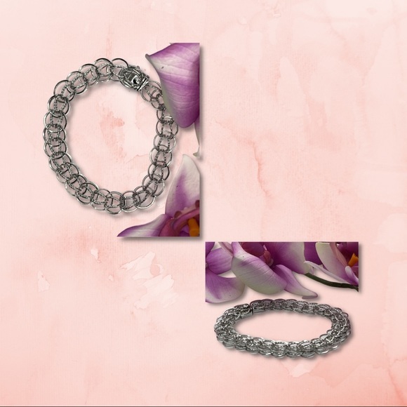 Vintage .925 Sterling Silver Charm Bracelet - 7 1/2 Inches (NWOT) - Picture 3 of 3